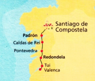 Mapa Caminho Português Santiago de Compostela